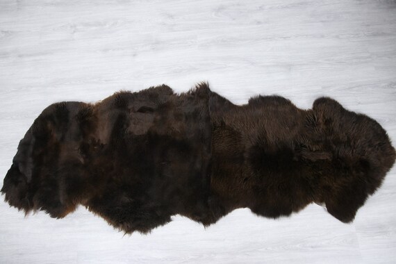 Double Sheepskin Rug | Long rug | Shaggy Rug | Chair Cover | Runner Rug | Brown Rug | Carpet | Brown Sheepskin | Brown Sheepskin LUSZY4