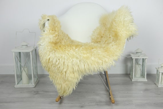 Genuine Rare Tuscan Lamb Sheepskin Rug - Curly Fur Rug - Natural Sheepskin - Ivory Sheepskin | #CURLY31