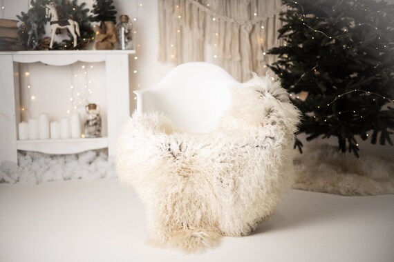 Real Sheepskin Rug Genuine Rare Gotland Sheepskin Rus - Curly Fur Rug Scandinavian Sheep skin - Curly Rug Gray Sheepskin #G67