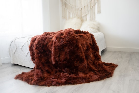 Luxurious Patchwork Toscana Sheepskin Real Fur Throw | Real Fur Blanket | Sheepskin throw | Sheepskin Blanket | Boho Throw |FuFu121