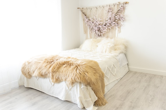 Double Icelandic Blonde Sheepskin Rug | Long rug | Shaggy Rug | Chair Cover | Area Rug | Double Rug | Icelandic Sheep skin #2pol3