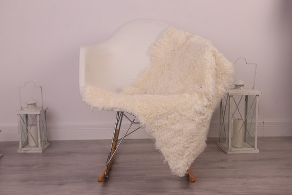 Real Sheepskin Rug Genuine Rare Gotland Sheepskin Rus - Curly Fur Rug Scandinavian Sheepvskin - White Sheepskin #4Margot32