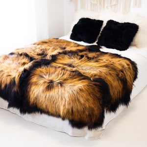 Genuine Natural Icelandic Black Brown Sheepskin Rug, Pelt,  Giant Sheepskin Rug, Large Sheepskin Rug, Sheepskin throw Sheep Skin