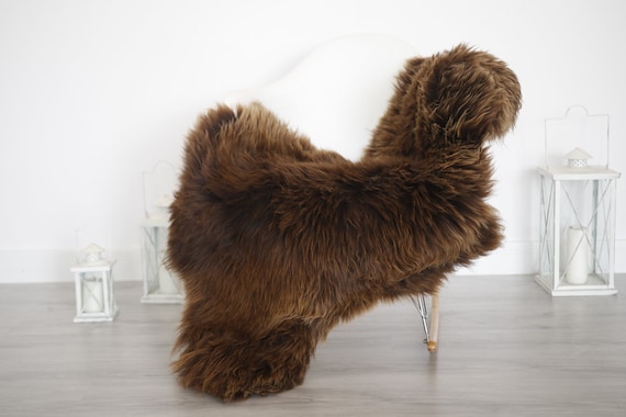 Real Sheepskin Rug Shaggy Rug Chair Cover Sheepskin Throw Sheep Skin Brown White Sheepskin Home Decor Rugs #6her48