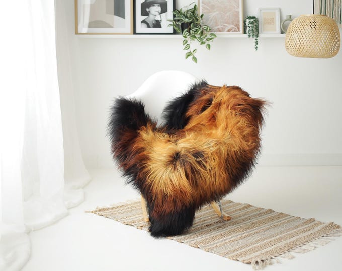 Real Icelandic Sheepskin Rug Scandinavian Decor Sofa Sheepskin throw Chair Cover Natural Sheep Skin Rugs Brown Black #IS72