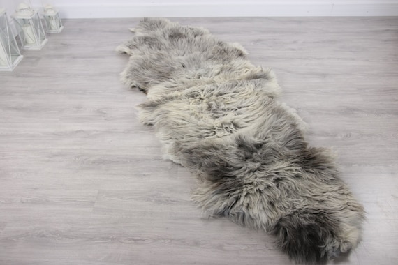 Double XXL Sheepskin Rug | Long rug | Shaggy Rug | Chair Cover | Runner Rug | Carpet | Gray Sheepskin | Sheepskin Rug | Grayszy1