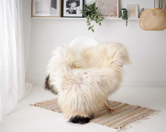 Real Icelandic Sheepskin Rug Scandinavian Decor Sofa Sheepskin throw Chair Cover Natural Sheep Skin Rugs Ivory Beige #IS12