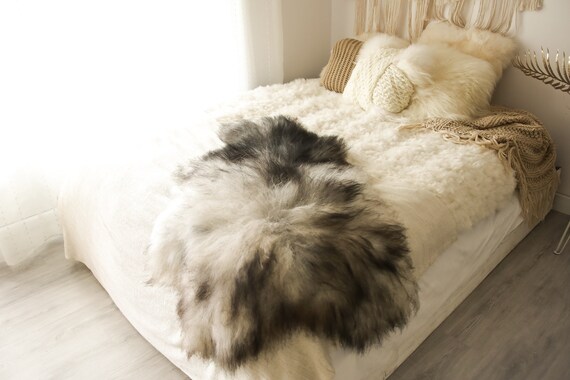 Real Icelandic Sheepskin Rug Scandinavian Decor Sofa Sheepskin throw Chair Cover Natural Sheep Skin Rugs Gray Black Fur Rug #Islbeau35