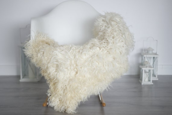 Genuine Rare Tuscan Lamb Sheepskin Rug - Curly Fur Rug - Natural Sheepskin - Ivory Sheepskin | Small Sheepskin #5margot6