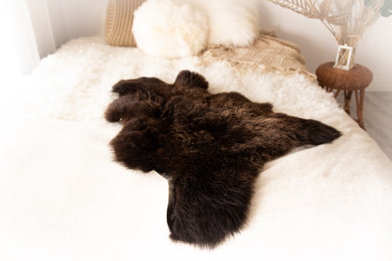 Real Sheepskin Rug Shaggy Rug Chair Cover Sheepskin Throw Sheep Skin Brown Sheepskin Home Decor Rugs #KWAHER8