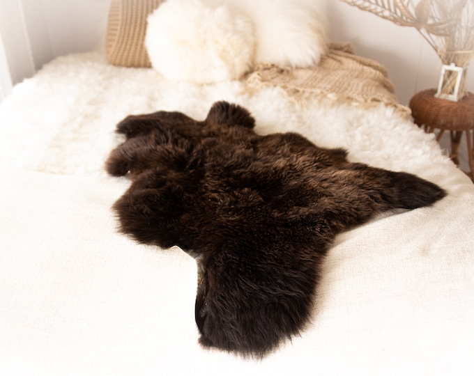 Real Sheepskin Rug Shaggy Rug Chair Cover Sheepskin Throw Sheep Skin Brown Sheepskin Home Decor Rugs #KWAHER8
