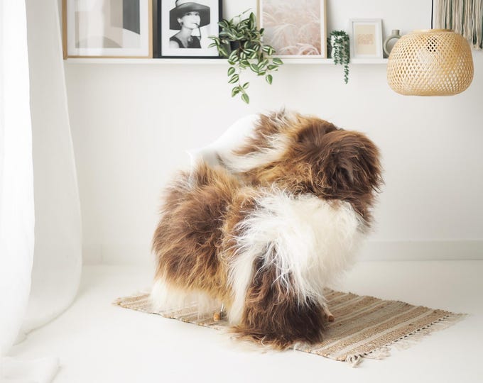 Real Icelandic Sheepskin Rug Scandinavian Home Decor Sofa Sheepskin throw Chair Cover Natural Sheep Skin Rugs Ivory Brown #IS164