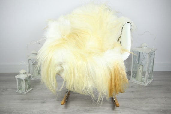 Natural Real Goatskin Rug, Goat Hide Goat Rug White Blonde #Goat12