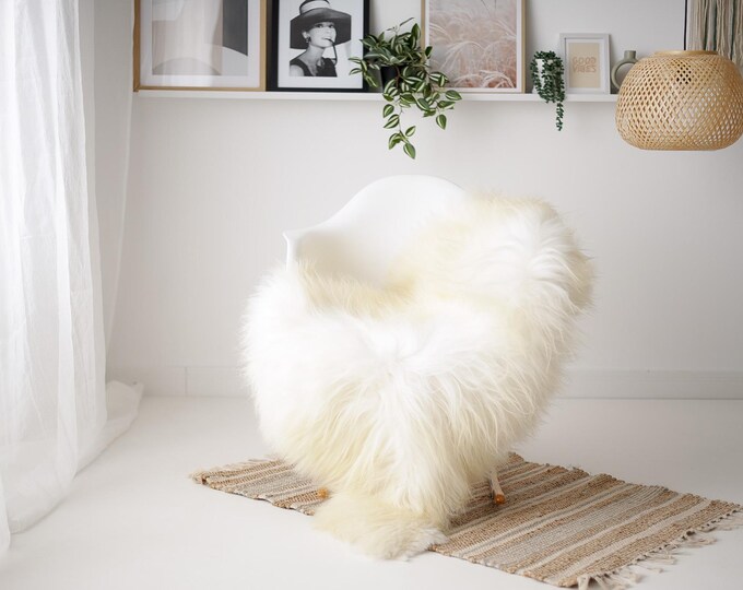 Real Icelandic Sheepskin Rug Scandinavian Decor Sofa Sheepskin throw Chair Cover Natural Sheep Skin Rugs Ivory #IS6