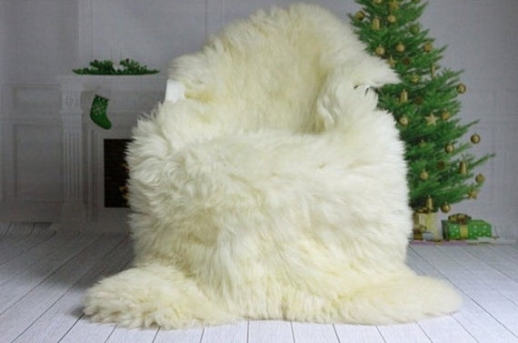 Christmas Collection - Real, Natural, Genuine Creamy White Sheepskin Rug Scandinavian Design - 3 SIZES!