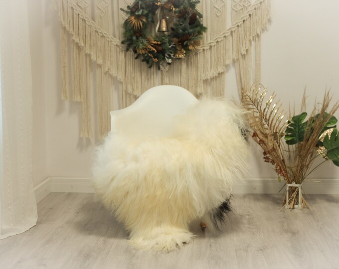 Real Icelandic Sheepskin Rug Scandinavian Decor Sofa Sheepskin throw Chair Cover Natural Sheep Skin Rugs Ivory Black #Iceland74