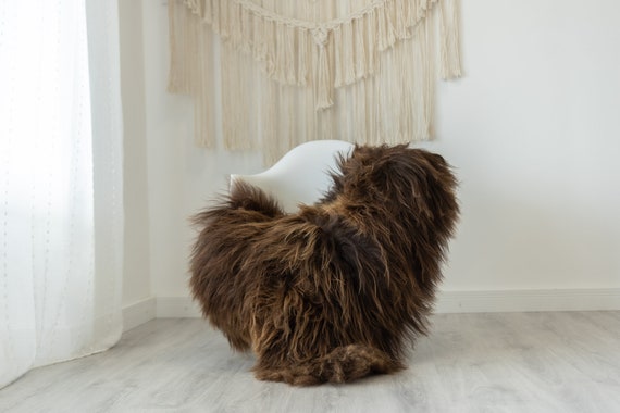 Real Icelandic Sheepskin Rug Scandinavian Decor Sofa Sheepskin throw Chair Cover Natural Sheep Skin Rugs Brown #Iceland391