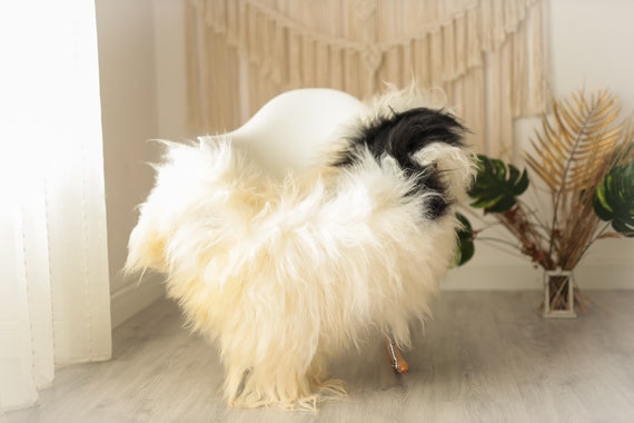 Real Icelandic Sheepskin Rug Scandinavian Decor Sofa Sheepskin throw Chair Cover Natural Sheep Skin Rugs Ivory Black #Iceland20