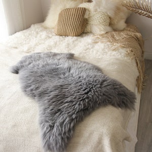 ON SALE Genuine Sheepskin Rug | Gray sheepskin Rug  | Sheepskin Rug Cover | Gray Sheepskin  | Cosy Rug  | Scandinavian Decor Sheepskin Throw