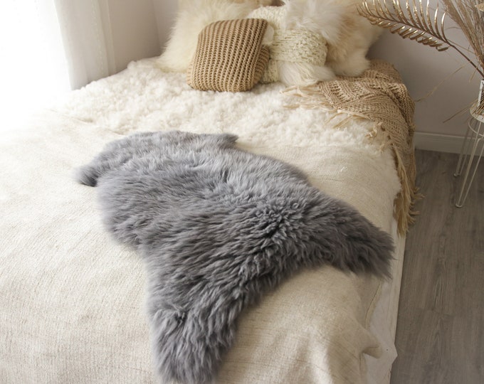 ON SALE Genuine Sheepskin Rug | Gray sheepskin Rug  | Sheepskin Rug Cover | Gray Sheepskin  | Cosy Rug  | Scandinavian Decor Sheepskin Throw