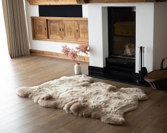 Triple Cappuccino Merino Sheepskin Rug | Long rug | Shaggy Rug | Chair Cover | Area Rug | Cappuccino Rug | Carpet | Cappuccino Throw |
