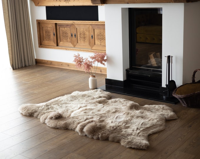 Triple Cappuccino Merino Sheepskin Rug | Long rug | Shaggy Rug | Chair Cover | Area Rug | Cappuccino Rug | Carpet | Cappuccino Throw |