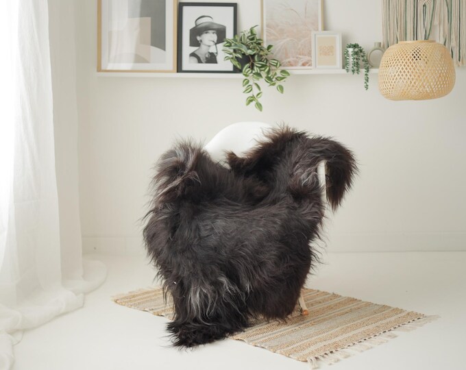 Real Icelandic Sheepskin Rug Scandinavian Decor Sofa Sheepskin throw Chair Cover Natural Sheep Skin Rugs Black Brown #Iceland1680
