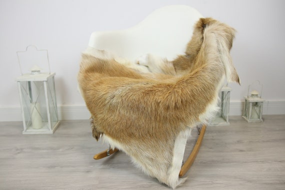 Natural real Goatskin rug, Goat Hide Goat Rug Sand color #Goat28