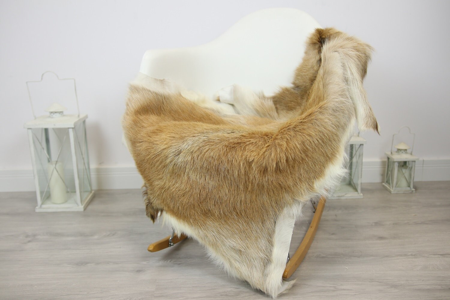 Natural real Goatskin rug, Goat Hide Goat Rug Sand color Goat28