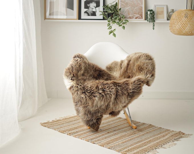 Real Sheepskin Rug Shaggy Rug Chair Cover Scandinavian Home Sheepskin Throw Sheep Skin Brown White Sheepskin Home Decor Rugs #Mher132