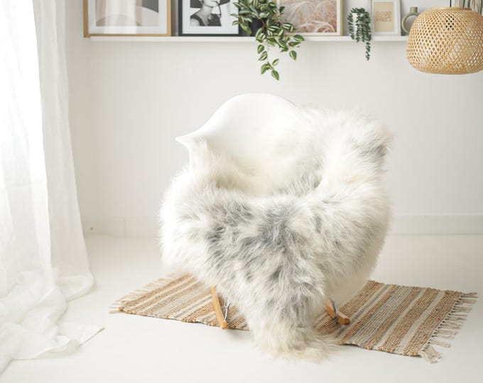 Real Icelandic Sheepskin Rug Scandinavian Decor Sofa Sheepskin throw Chair Cover Natural Sheep Skin Rugs Gray Ivory #Iceland1714