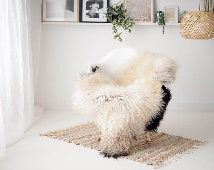 Real Icelandic Sheepskin Rug Scandinavian Decor Sofa Sheepskin throw Chair Cover Natural Sheep Skin Rugs Beige Brown #IS24