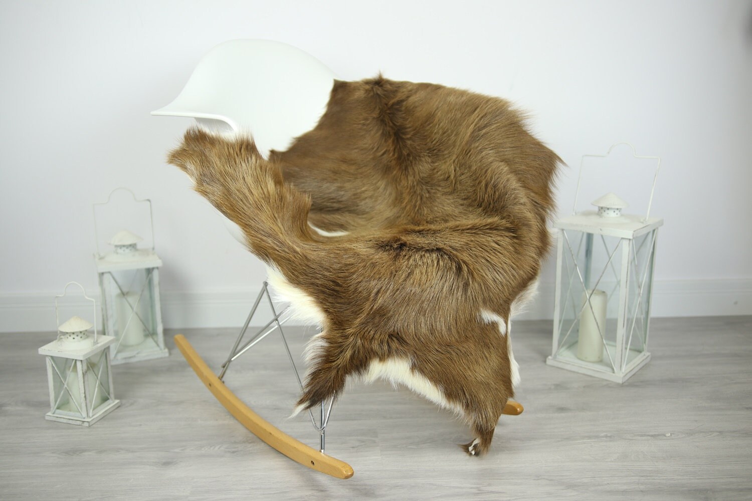 Natural Real Goatskin Rug, Goat Hide Goat Rug Brown Goat11