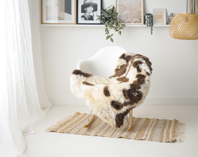 Real Sheepskin Rug Shaggy Rug Chair Cover Scandinavian Home Sheepskin Throw Sheep Skin Brown Sheepskin Home Decor Rugs #Mher180