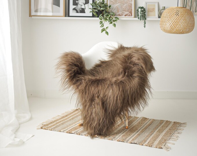 Real Icelandic Sheepskin Rug Scandinavian Decor Sofa Sheepskin throw Chair Cover Natural Sheep Skin Rugs Brown #Iceland1710