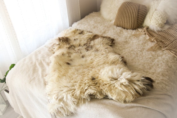 Real Sheepskin Rug Shaggy Rug Chair Cover Sheepskin Throw Sheep Skin Ivory Brown Sheepskin Home Decor Rugs #OCTHER70