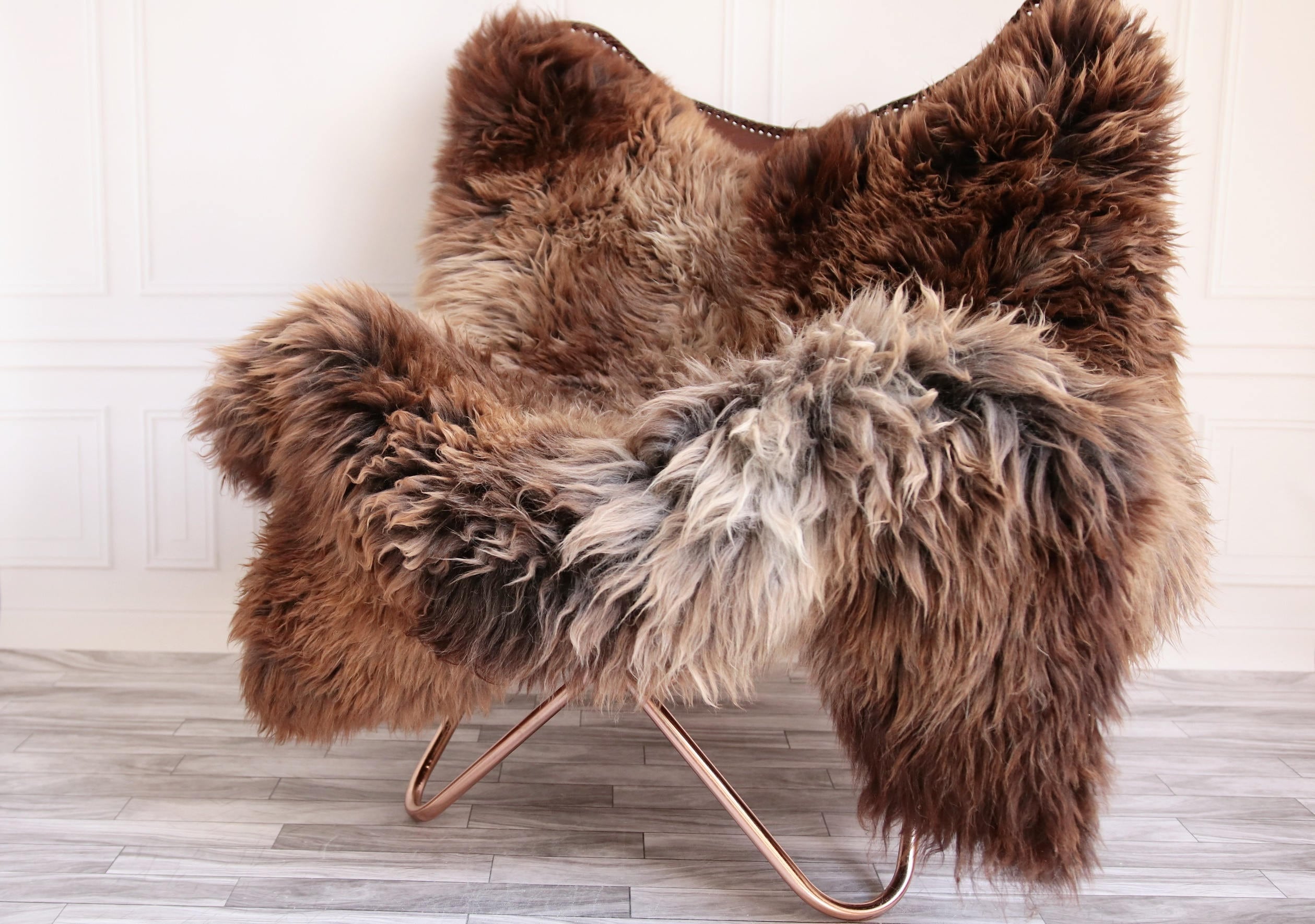 ON SALE Genuine Double Sheepskin Rug Brown Sheepskin Rug Square