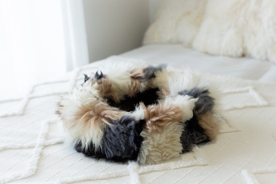 Sheepskin Cat Bed Or Dog Bed Cat Cave Unique Pet Bed Cat House Pet Furniture Hand Made With Genuine Real Sheepskin XXL Extra Large #Bed1