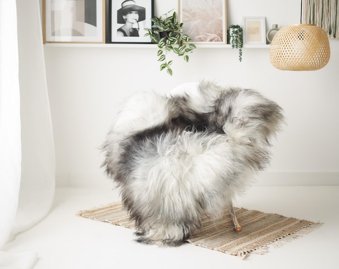 Real Icelandic Sheepskin Rug Scandinavian Home Decor Sofa Sheepskin throw Chair Cover Natural Sheep Skin Rugs Black White #IS165