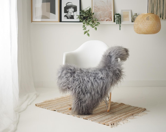 Real Icelandic Sheepskin Rug Scandinavian Home Decor Sofa Sheepskin throw Chair Cover Natural Sheep Skin Rugs Gray #IS226