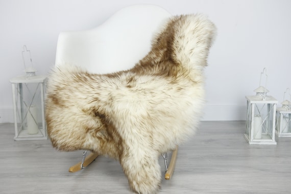 Real Sheepskin Rug Shaggy Rug Chair Cover Sheepskin Throw Sheep Skin Brown White Sheepskin Home Decor Rugs #7her46