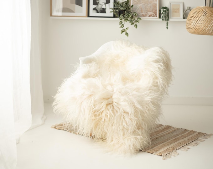 Real Icelandic Sheepskin Rug Scandinavian Decor Sofa Sheepskin throw Chair Cover Natural Sheep Skin Rugs Ivory #IS106
