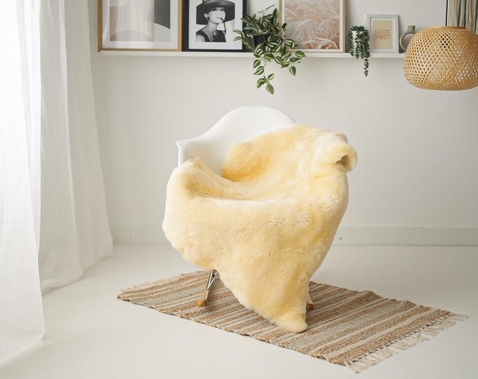 Real Sheepskin Rug Shaggy Rug Chair Cover Scandinavian Home Sheepskin Throw Sheep Skin Yellow Sheepskin Home Decor Rugs #Mher158