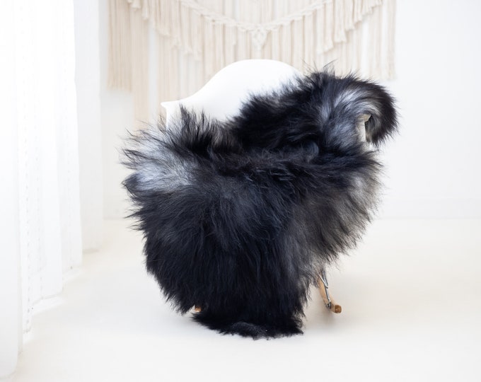 Real Icelandic Sheepskin Rug Scandinavian Decor Sofa Sheepskin throw Chair Cover Natural Sheep Skin Rugs Black Gray #Iceland1308
