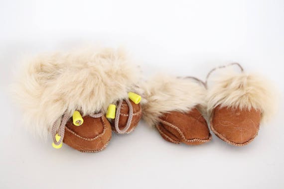 Baby Christmas Set Booties + Gloves | Baby Booties | Sheepskin Slippers Booties | Winter Booties | Newborn leather Booties