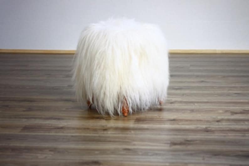 Exclusive Luxury Beautiful Unique Natural, Real icelandic Sheepskin Stool, bench, chair cover soft, long fur image 2