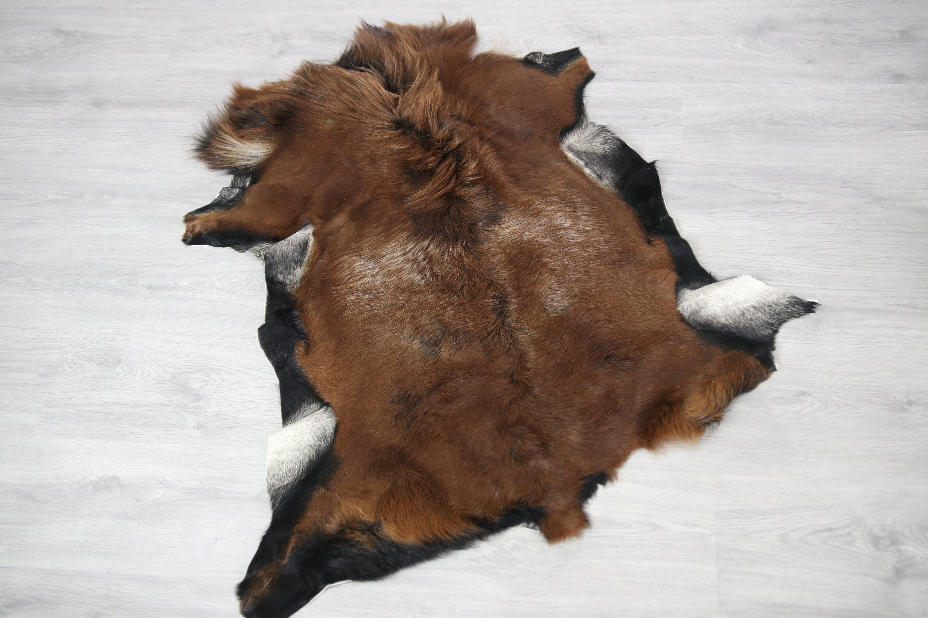 Natural real Goatskin rug, Goat Hide Goat Rug Brown Goat2