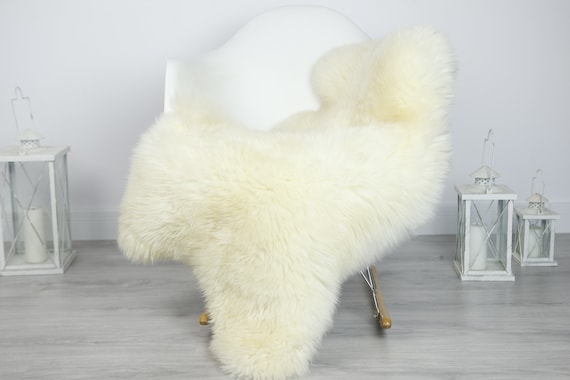 Real Sheepskin Rug Shaggy Rug Chair Cover Sheepskin Throw Sheep Skin Creamy White Sheepskin Home Decor Rugs #7her14