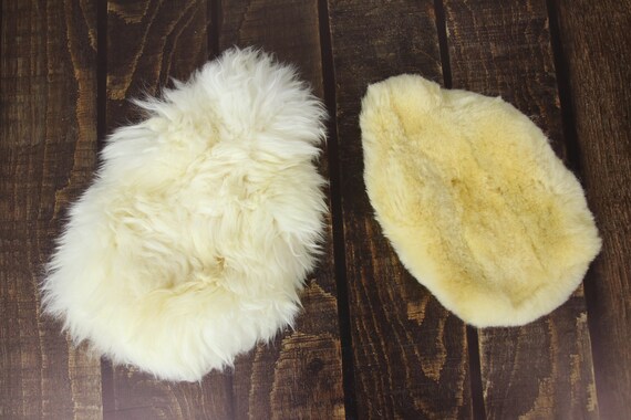 Luxurious Genuine Sheepskin Hot Water Bottle Cover Hottie Heat Pad in White Yellow, Both side fur