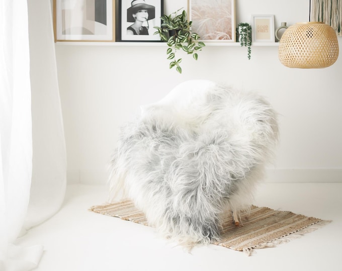 Real Icelandic Sheepskin Rug Scandinavian Home Decor Sofa Sheepskin throw Chair Cover Natural Sheep Skin Rugs Gray Ivory #IS195